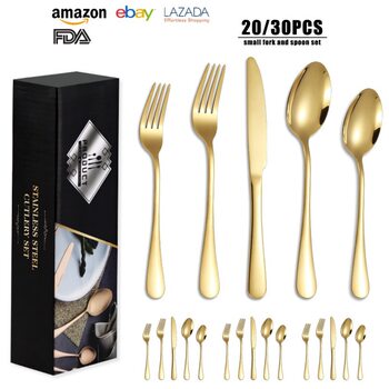 Cross-border Amazon 1010 stainless steel tableware 5 components 20/30 piece set Western steak knife fork spoon suit