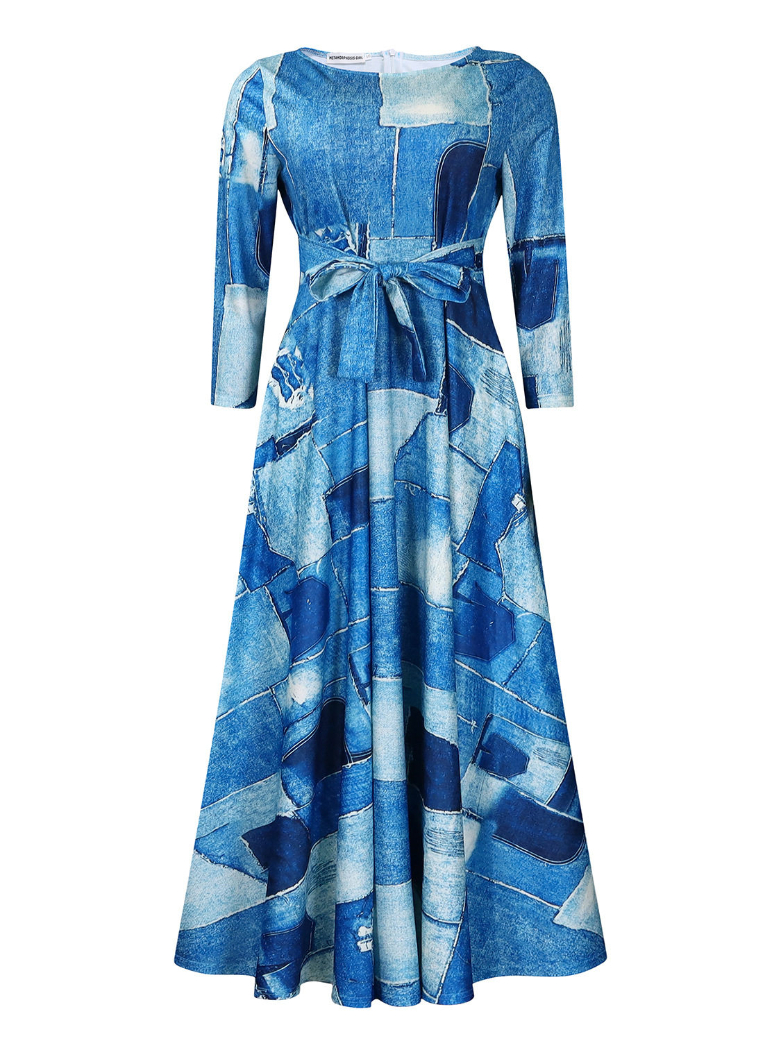 Plus Size African Print Midi Dress Stylish Tie Design Elegant Floral Pattern Spring Fashion Wholesale Available