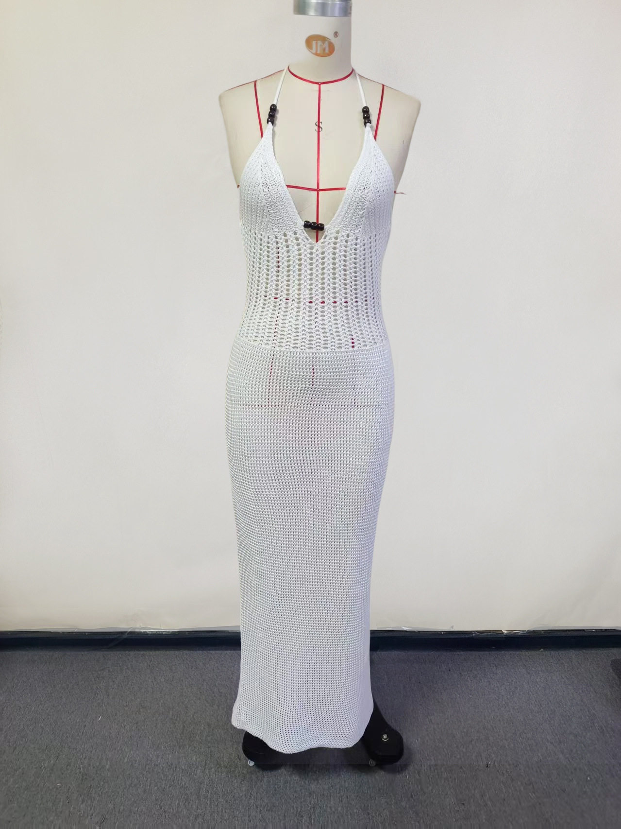 2025年新品!!欧美春季女装针织性感V领挂脖露背沙滩裙女