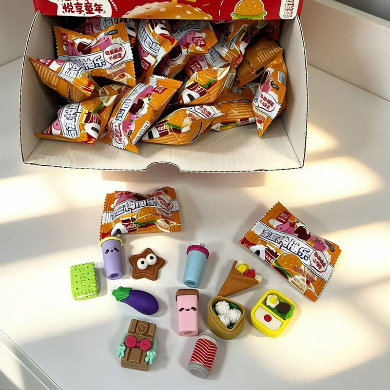 New 3D three-dimensional food modeling eraser blind bag students random blind rubber small surprise stationery gift