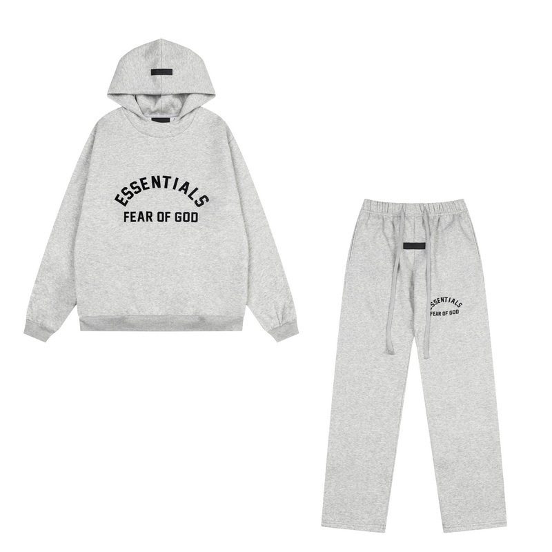 新款FEAR OF GOD ESSENTIALS植绒字母男女休闲宽松加绒连帽卫衣潮