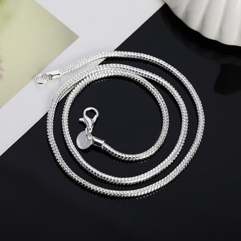 Jinrongxing Cross-Border Export Popular Creative Jewelry Fashion Copper Plated 925 Silver 3mm Snake Bone Necklace for Men and Women