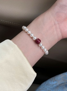 施家珍珠手链朱砂原矿原石