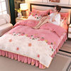 New thickened milk velvet four-piece flanged coral velvet quilt cover single-piece winter double-sided warm bed sheet three-piece set
