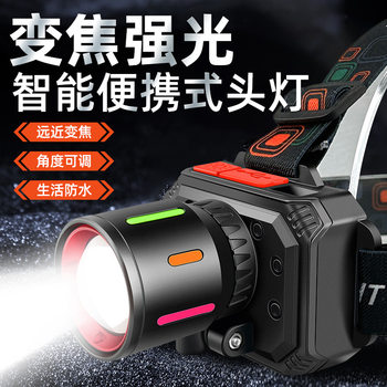 Cross-Border New Head-Mounted Strong Light Headlight Charging Induction Laser Ultra-Bright Flashlight Night Fishing Outdoor Lighting