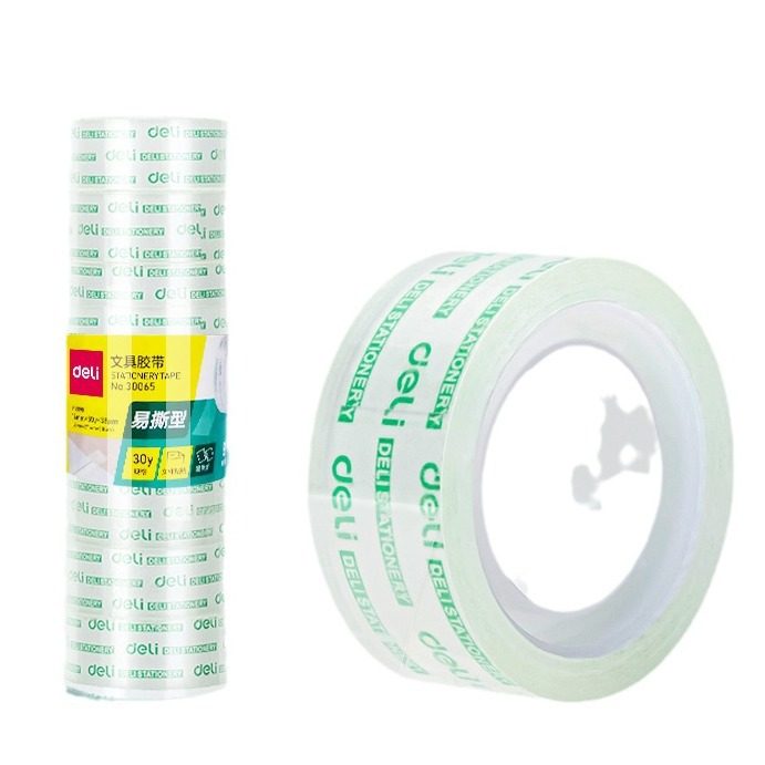 Deli 30015 stationery tape 12mm high transparent easy to tear transparent student small tape 12 rolls/tube tape wholesale