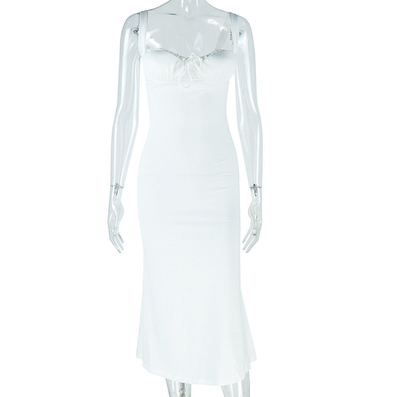 Elegant Womens Fishtail Dress Sleeveless Slim Fit Off Shoulder Solid Color Perfect for Parties and Formal Events