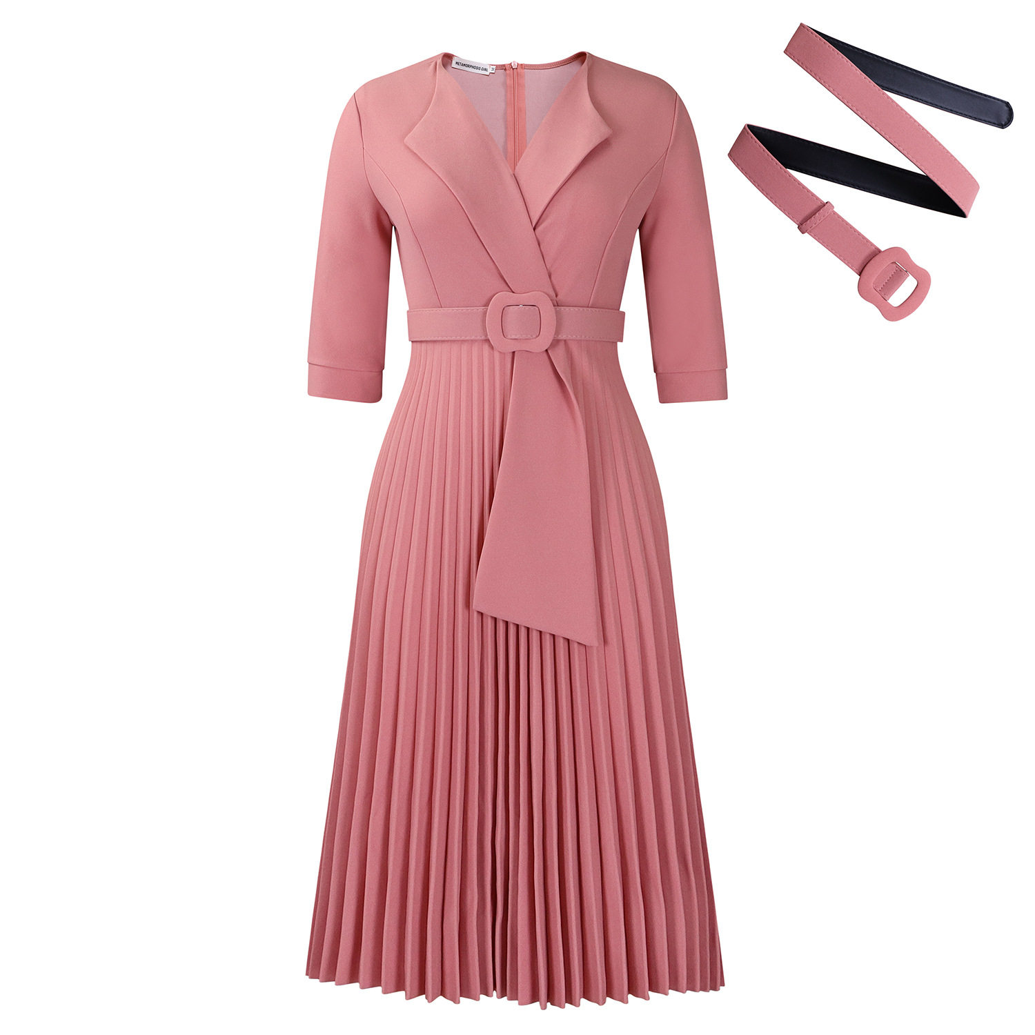 Plus Size African Dress Stylish Suit Collar Pleated Waist Design Fall Winter Collection Wholesale Available