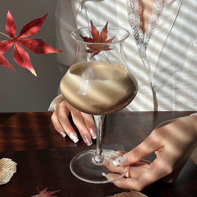 Vintage Ins Style Anti-Mouth Special Drink Cup Goblet Glass Ice American Latte Coffee Cup Personalized Cocktail Cup