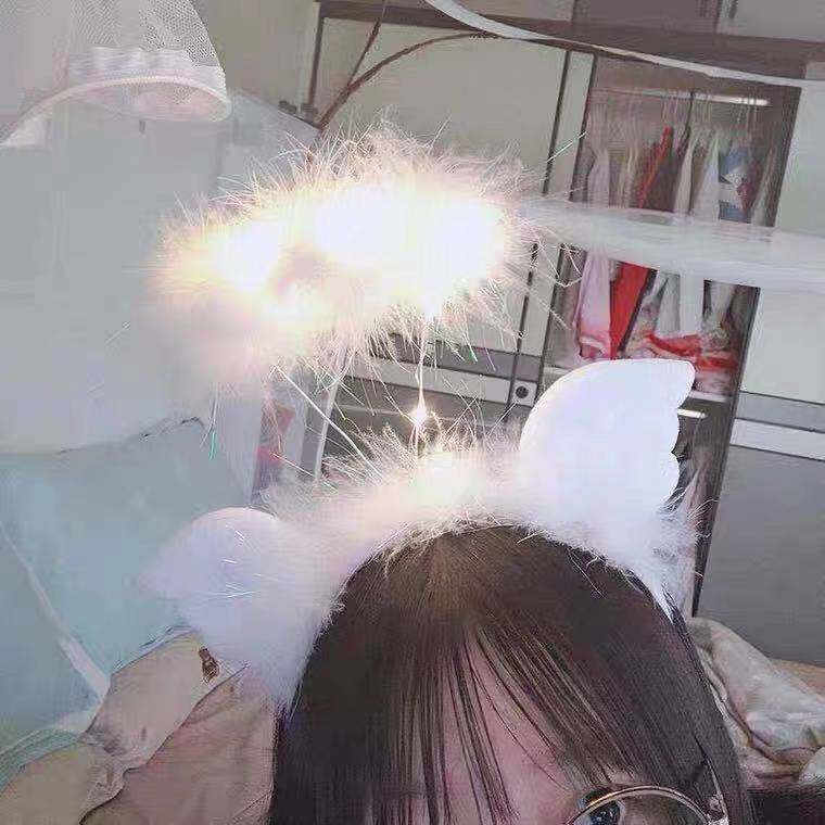 发光皇冠天使翅膀羽毛发箍舞台节日头饰仙女头环发光玩具批发夜市