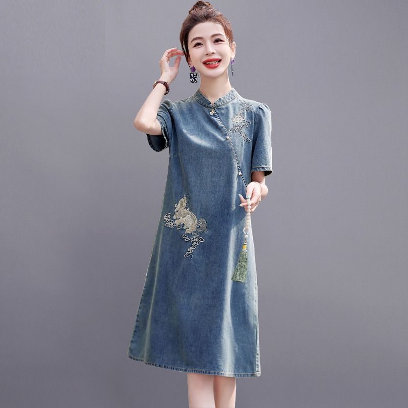 (Mới) Mã B2415 Giá 1590K: Váy Đầm Liền Thân Nữ Wotdyi Ngắn Tay Hàng Mùa Hè Thời Trang Nữ Chất Liệu Jean Bò G04 Sản Phẩm Mới, (Miễn Phí Vận Chuyển Toàn Quốc).