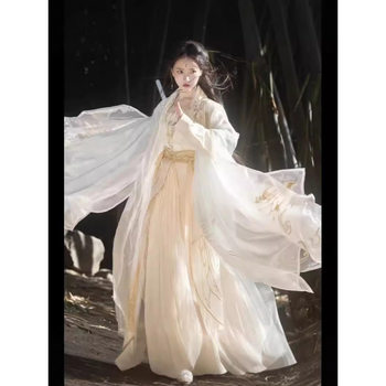 New Heavy Embroidery Song Dynasty Hanfu for Women, Featuring Cool and Ethereal Ancient Style Embroidery with Large Sleeves and Heroic Ancient Style Hanfu