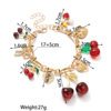 Fashion Personality Cherry Alloy Peach Heart Bow Pendant Adjustable Bracelet for Women Creative Versatile Jewelry Wholesale
