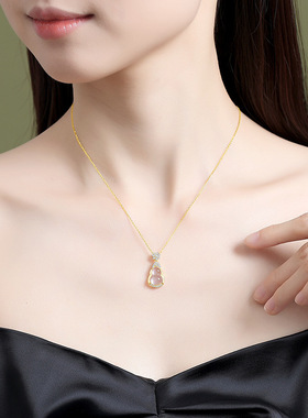 实拍白玉髓葫芦项链女S925纯银新中式清冷感小众福禄锁骨链