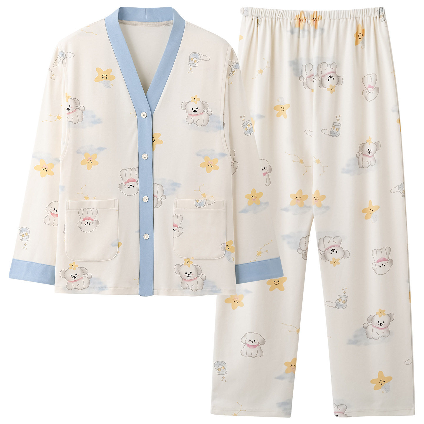 Postpartum Clothing Autumn and Winter Long-Sleeved Prenatal and Postpartum Maternity Pajamas Pregnancy Maternity Nursing Home Wear Set Plus Size