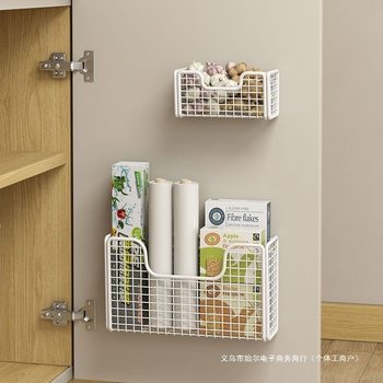 Kitchen Cabinet Door Plastic Wrap Storage Rack Storage Box Wall-Mounted Cabinet Door Inner Refrigerator Storage Rack Side Storage Rack