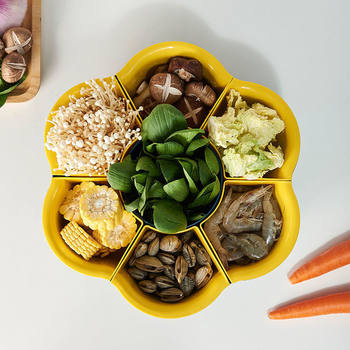 Hot Pot Plate, Vegetable Plate, Internet-Famous Rotating Multifunctional Vegetable Draining Basket, Double-Layer Plant Rack, Kitchen Multi-Compartment Fruit Plate