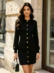 Office-Style Waist-Cinching Elegant Suit for Women 2026 New Fashion Gemstone Gold Buckle Drawstring Waist Top Paired with a Skirt