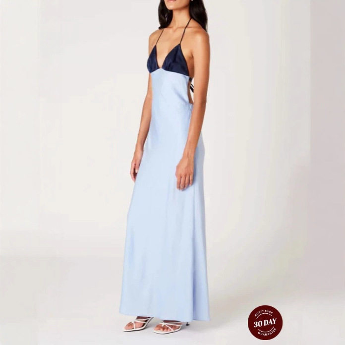 Summer Womens Color Block Spaghetti Strap Dress Sexy V Neck Open Back Casual Style Wholesale Available