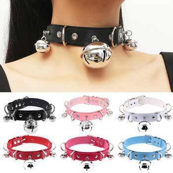 Eco-Friendly Pu Leather Cross-Border Punk Fashion Harajuku Exaggerated Sexy Choker Personalized Large Bell Necklace Collarbone Chain Neck Chain