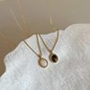 French Retro Cat's Eye Shell Pendant Necklace Women's Niche Simple High-End Light Luxury Clavicle Chain Jewelry Wholesale