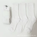 Thickened white terry-lined crew socks (size l, 42-46) - carded pack
