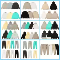 2024 Autumn and Winter New Heavy Velvet Letter Round Neck Sweatshirt Suit Loose Casual Trendy Brand Pants Men's and Women's Hoodies