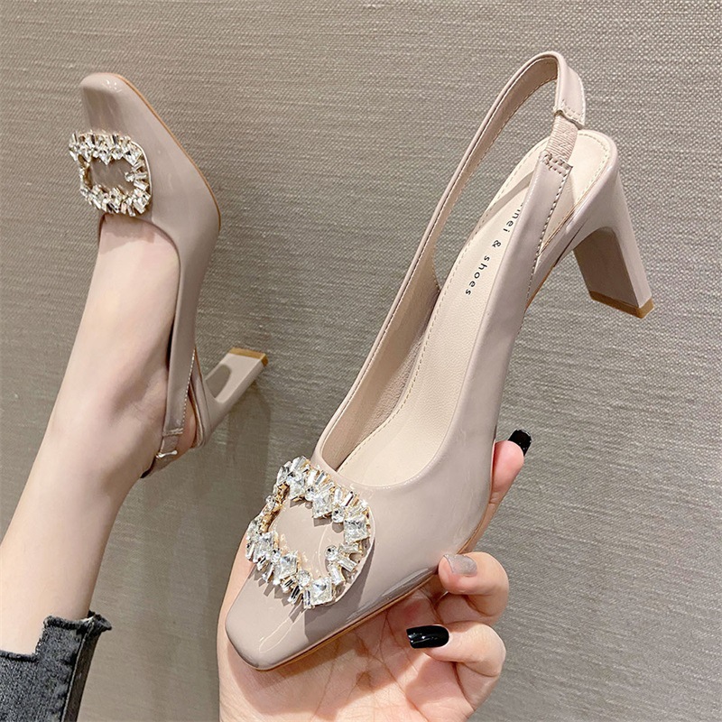 (Mới) Mã K0211 Giá 890K: Giày Cao Gót Nữ Huryan Gắn Đá Gót Vuông Phong Cách Hàn Quốc Giày Dép Nữ Chất Liệu G03 Sản Phẩm Mới, (Miễn Phí Vận Chuyển Toàn Quốc).