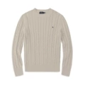 Crew neck cable knit khaki - black label