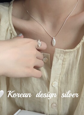韩国ins风博主同款饰品 S925纯银肌理感一字项链小众百搭款锁骨链