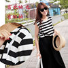 New Maternity Wear Summer Hot Mom Korean Style Slim Stripesd Long Skirt Outing Nursing Skirt Pregnant Women Fake Two-Piece Dress