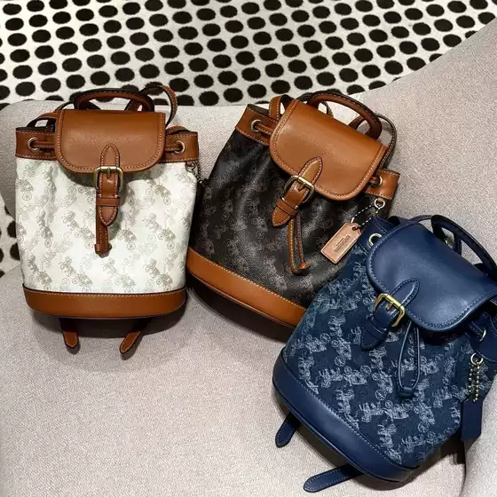 C's New Product Happer Backpack Mini Bucket Bag Classic Brown with Saddle Color Leather Bag
