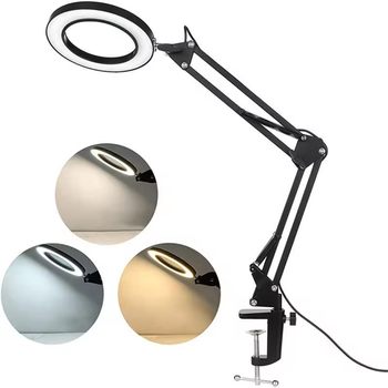 Modern simple learning table lamp beauty nail embroidery work desk lamp folding portable metal magnifying mirror lamp