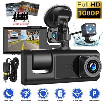 2inch Screen Driving Recorder 3-Way High-Definition 1080P Three-Lens 309 Parking Monitoring with Night Vision Car C309