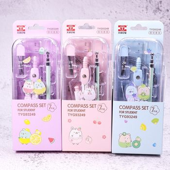 Tianzhuo New 93249 Compass Cartoon Tuanzi Family Activity Pencil Student Drawing Tool Compass Set