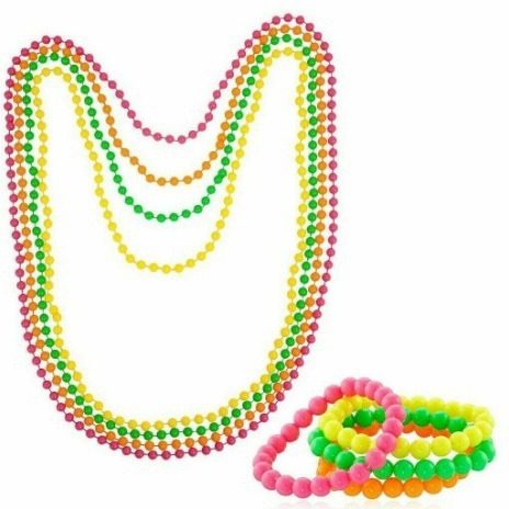 1980s prom party costume accessories neon plastic necklace solid color beaded necklace fluorescent neon necklace