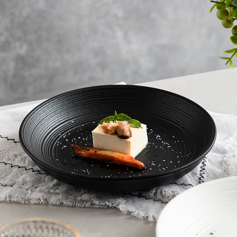 Frosted Dessert Spaghetti Western Food Plate Household Plate Ceramic Soup Plate Deep Plate Salad Plate Hotel Tableware Advanced Sense