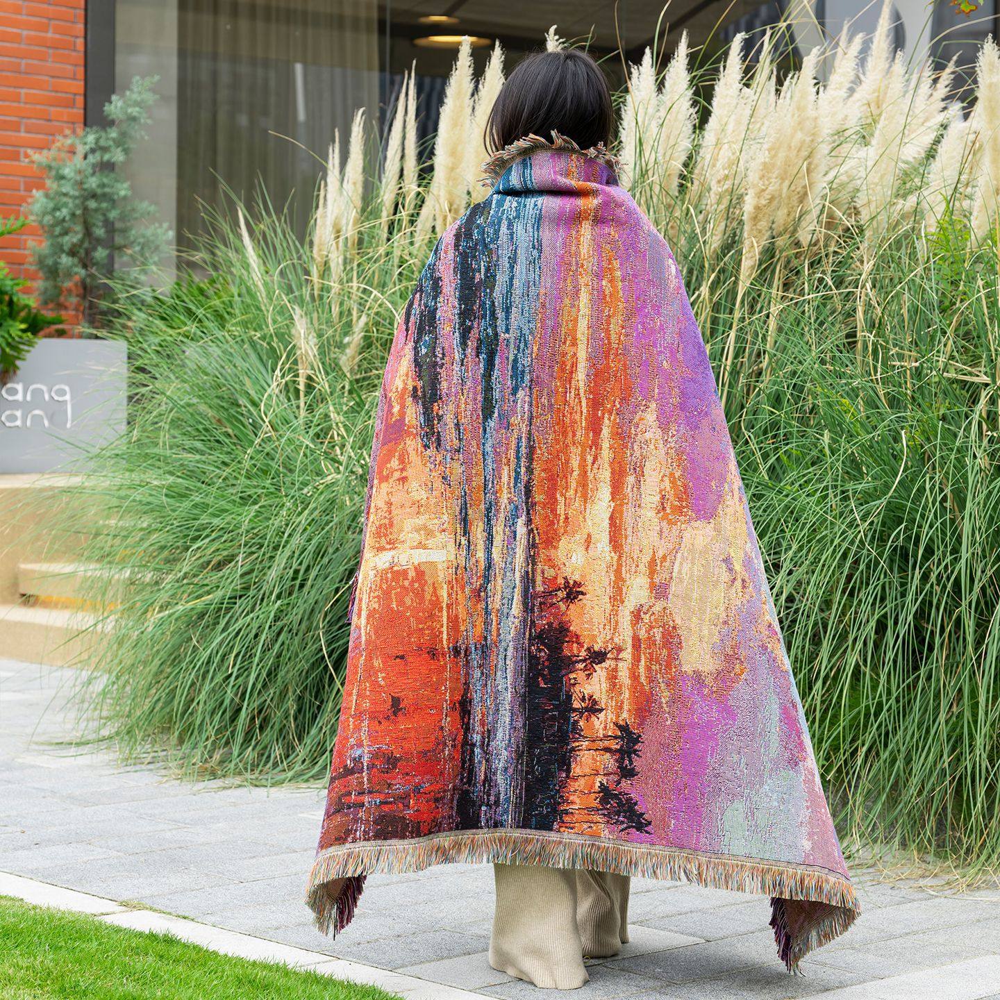 Cross-Border Export Camping Blanket Moisture-Proof Picnic Mat Jacquard Tapestry Ins Style Sofa Towel Thread Blanket Multi-Functional Sofa Blanket