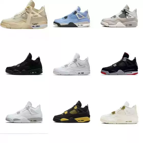 White Sail Electric Mother Black Red White Cement Psg Air Cushion Basketball Shoes Jordan 4 Non-Slip Men's and Women's Shoes Cross-Border Sports Shoes