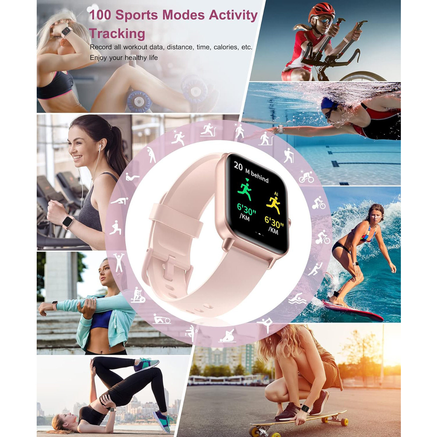 IDW19 smart watch strap Bluetooth call DIY dial blood oxygen heart rate tracker multiple sports modes watch