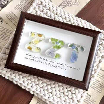 Chinese Valentine's Day Gift DIY Handmade Glue Dried Flower Letter Photo Frame Ornaments Gift Creative Birthday Gift