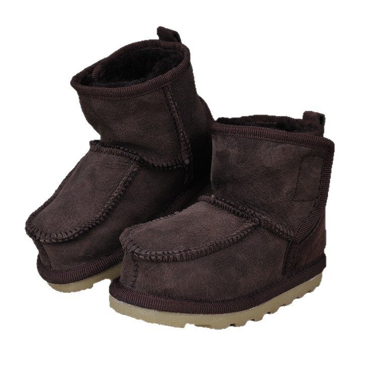Factory Direct supply wool integrated children's shoes winter warm sheepskin fur integrated small children's cotton shoes Children's snow boots