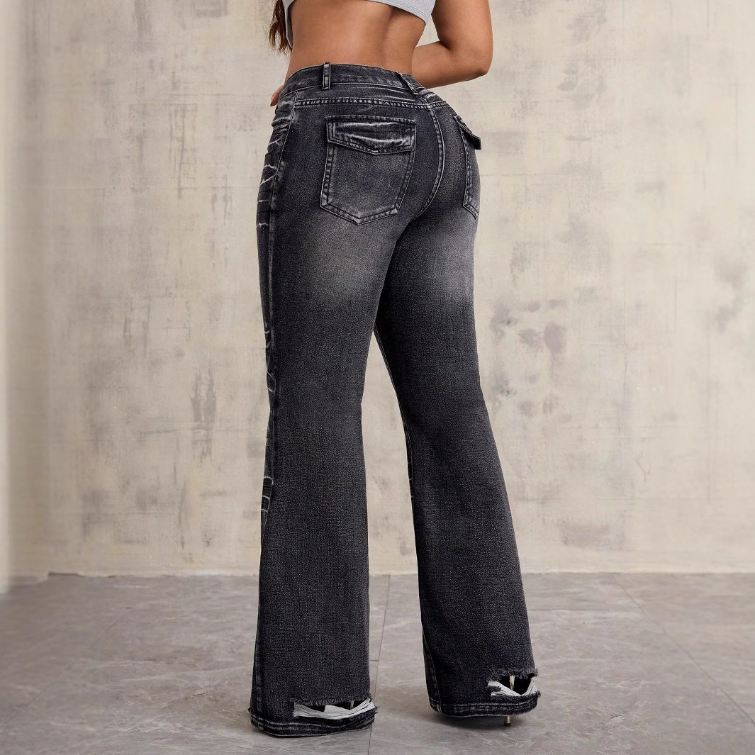 Fashionable Womens Flared Denim Jeans High Waist Non Skinny Fit Casual Style Perfect for Everyday Wear Wholesale