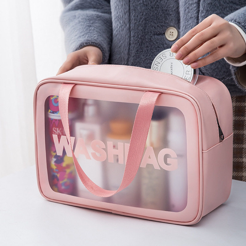PU frosted waterproof cosmetic bag large capacity high-looking portable cosmetic storage bag wash swimming bag