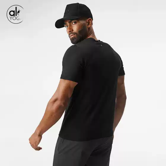 Al Luo's Summer Ice Silk Breathable Short-Sleeved T-Shirt Round Neck Solid Color Sports Running Men's Quick-Drying Moisture-Wicking Top