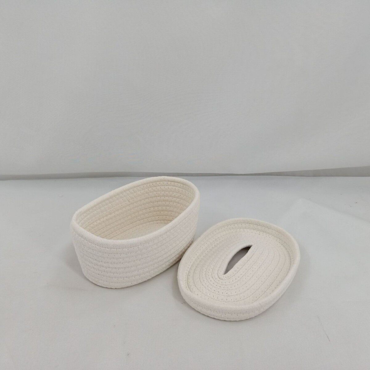 Cotton Rope Storage Box Tissue Box Cotton Rope Large Dustproof Storage Basket with Lid Tissue Storage Paper Box Cotton Rope Storage