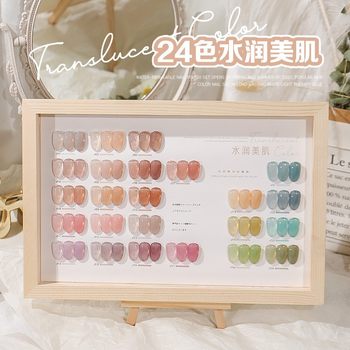 Kaniu Translucent Nail Polish Gel, Moisturizing, Ice-Clear Nude Color Manicure, Versatile 24 Colors, Jade-Like, Versatile Base Coat Set