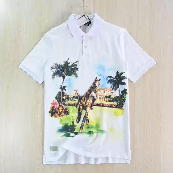 Recommended Men's Clothing: 264/2 American Single-Embroidered Digital Print Pique Cotton Casual Short-Sleeve Polo Shirt