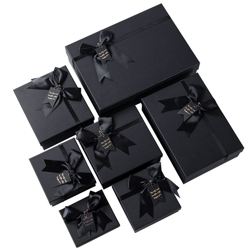 Spot Black Heaven and Earth Cover Gift Box Cosmetic Lipstick Valentine's Day Gift Packaging Box Bow Gift Box