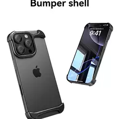 For Apple 16Pro Max Shaped Metal Corner Pad Phone Case iphone15Pro Edge-less Case 15Pro Drop-resistant